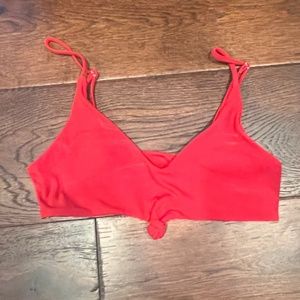 ZAFUL RIBBED KNOTTED BIKINI TOP, SIZE MEDIUM (US 6), RED